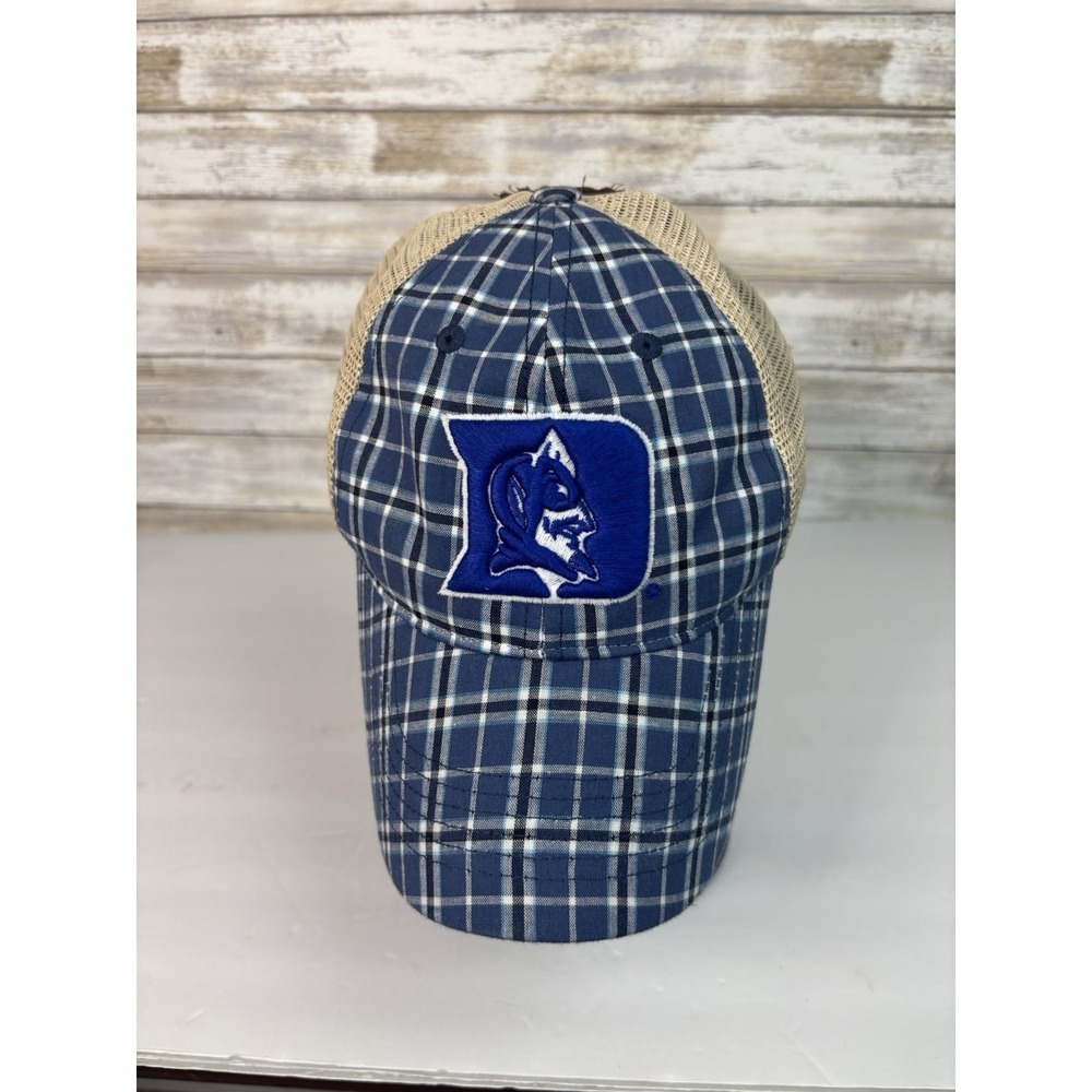 Duke University Blue Devils Hat Cap Adjustable Plaid Mesh Trucker Cap OSFM‎